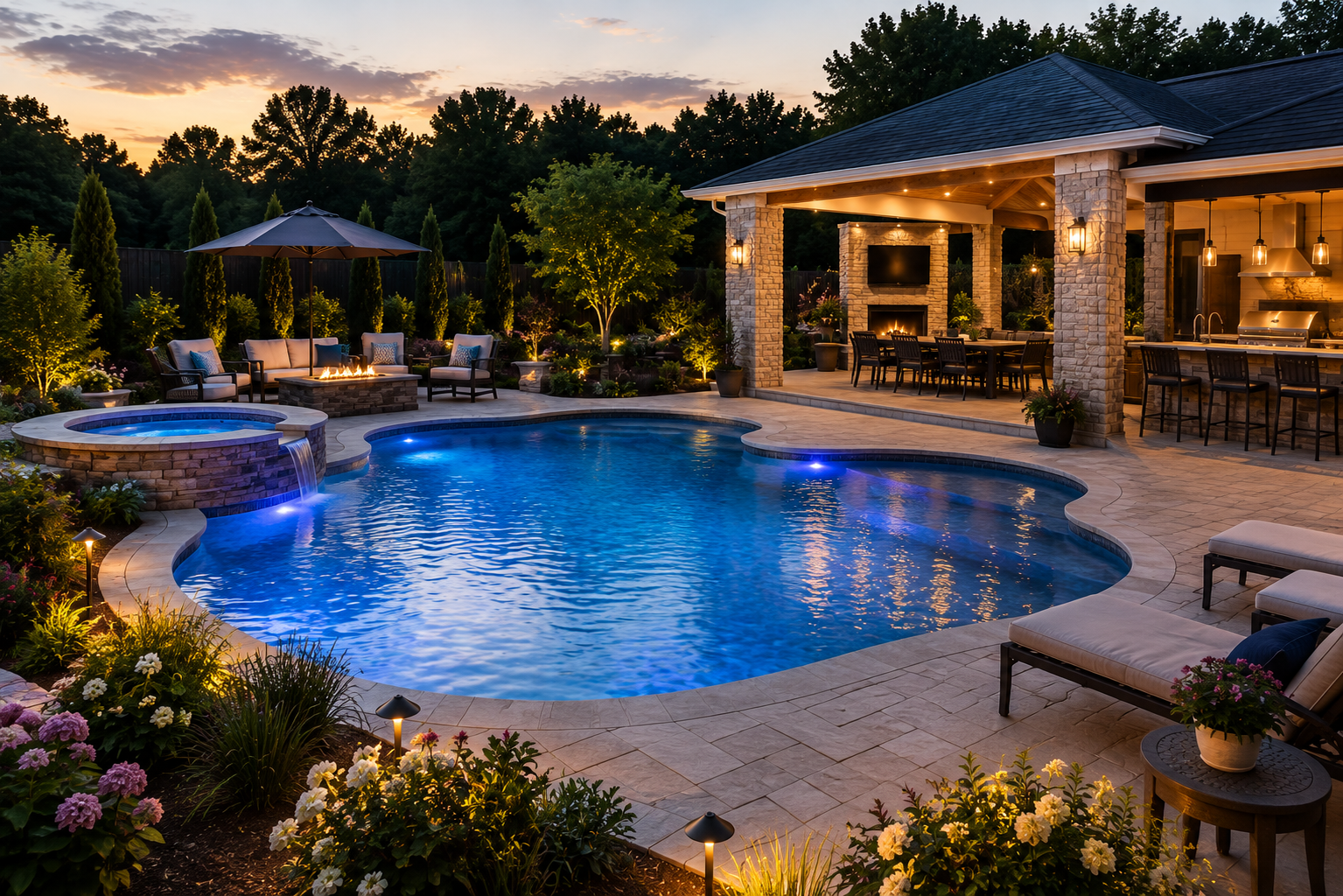 Vinyl Pool and Backyard